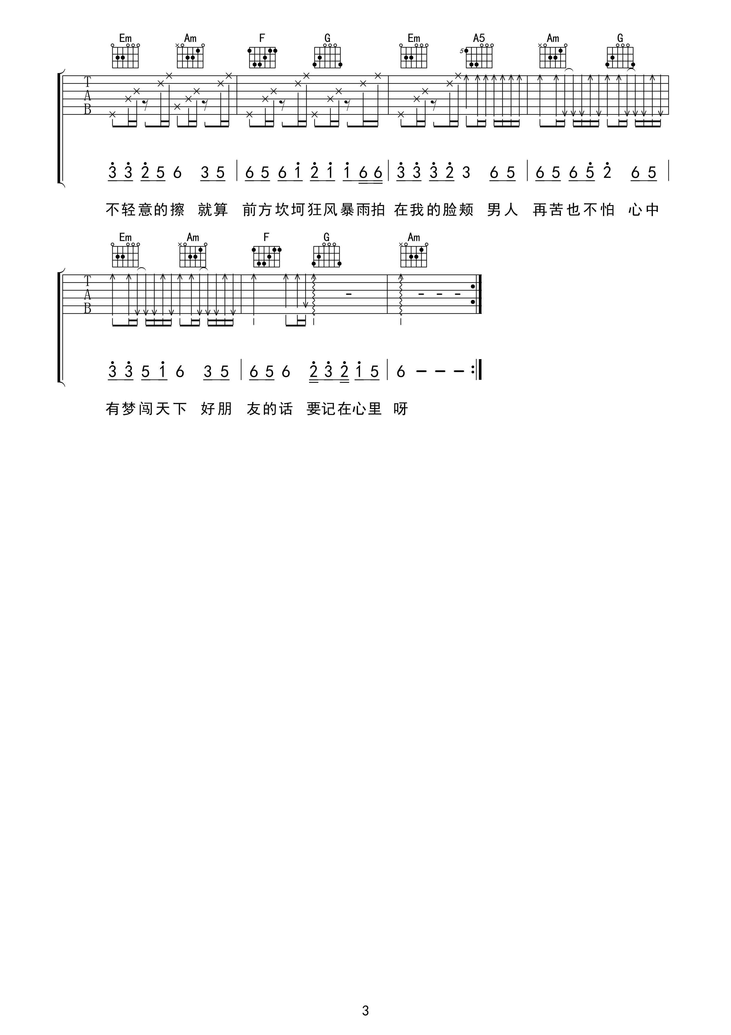 男人歌吉他谱第(3)页