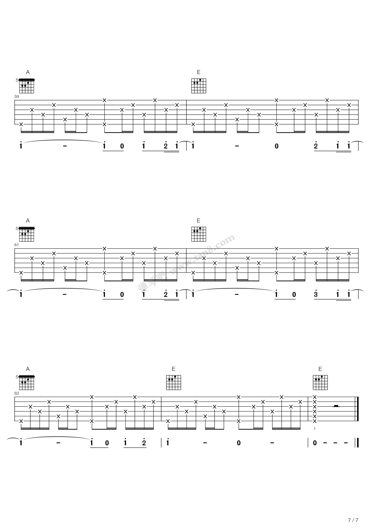 乡村路带我回家吉他谱E调第(7)页