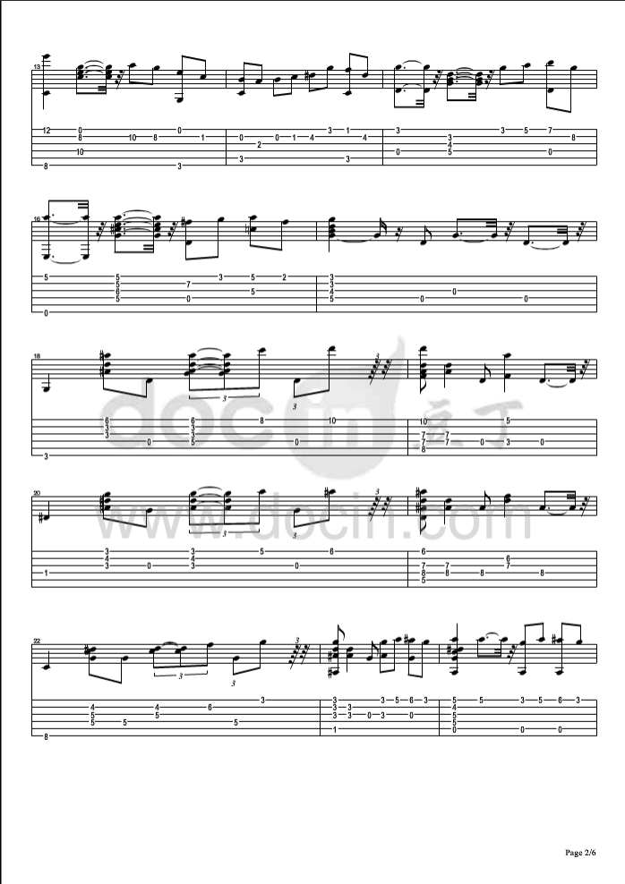 PorUnaCabeza-一步之遥吉他指弹谱第(2)页