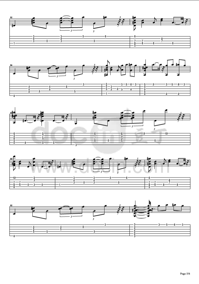 PorUnaCabeza-一步之遥吉他指弹谱第(5)页