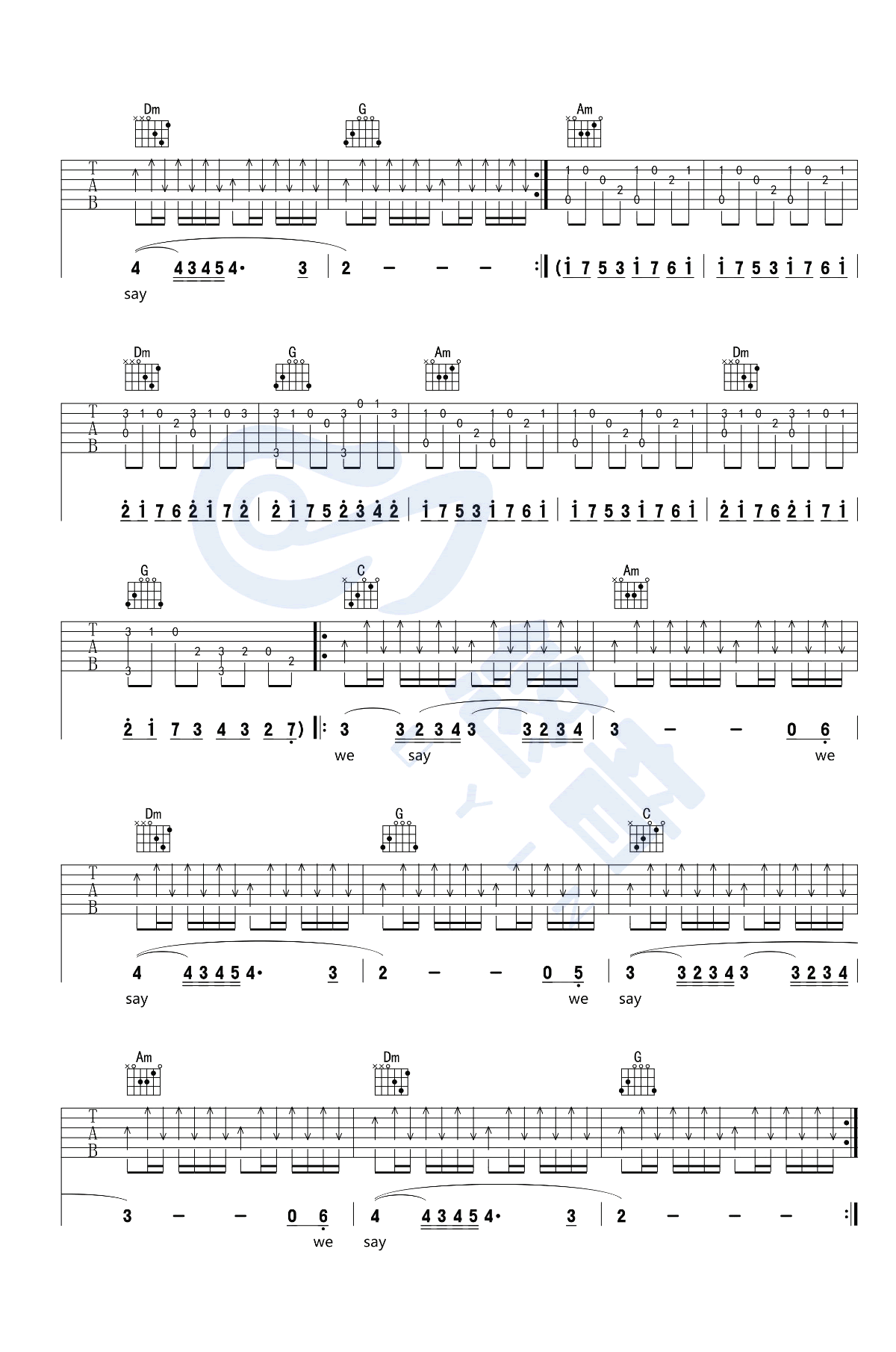 时光吉他谱C调视频教学第(3)页