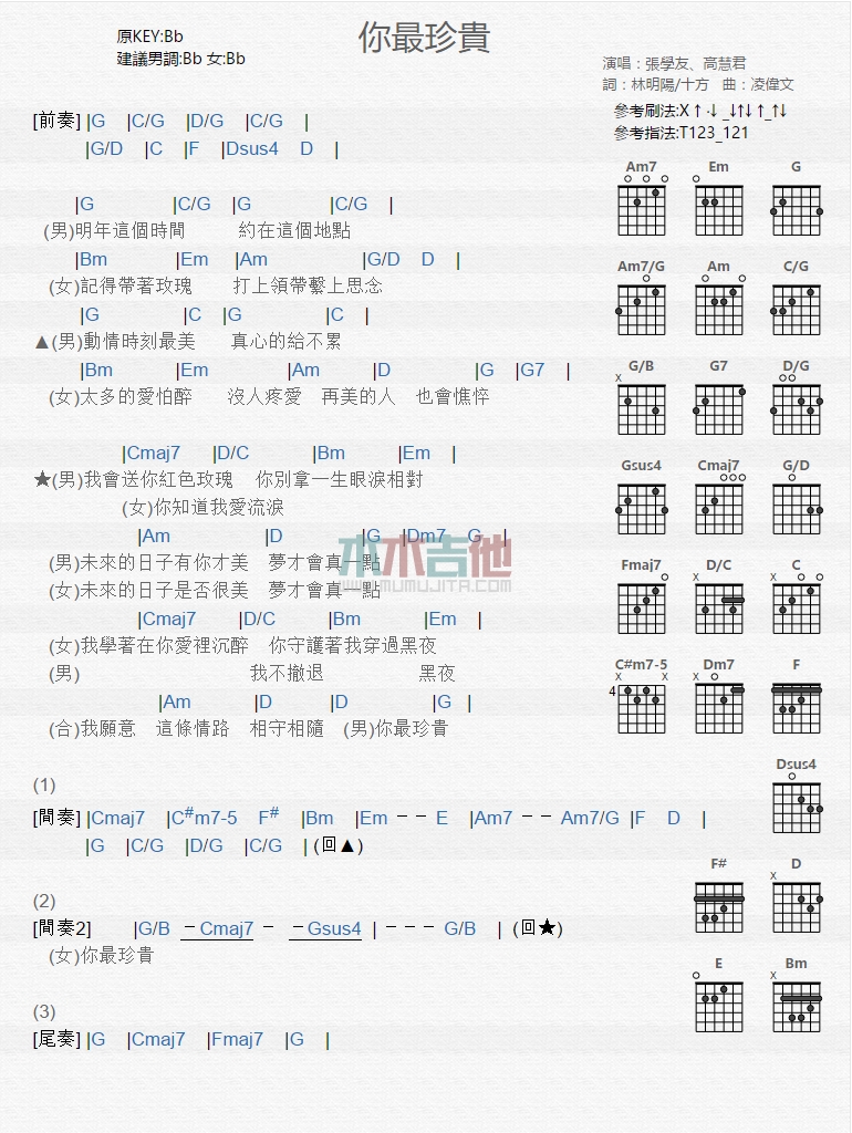 你最珍贵吉他谱简单版