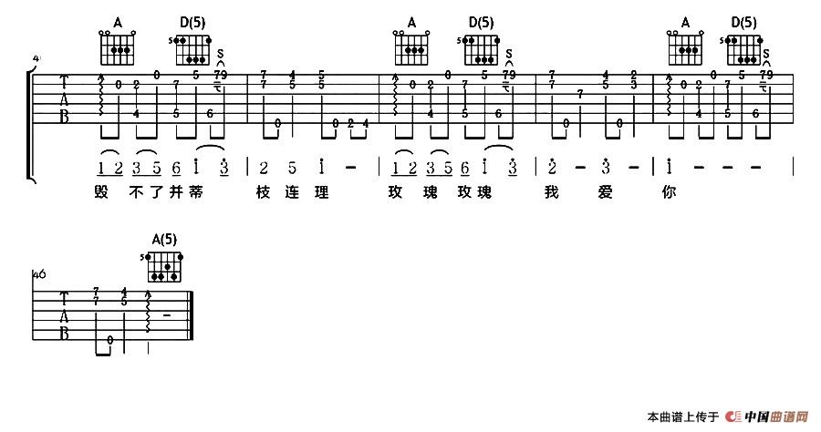 玫瑰玫瑰我爱你吉他谱第(3)页