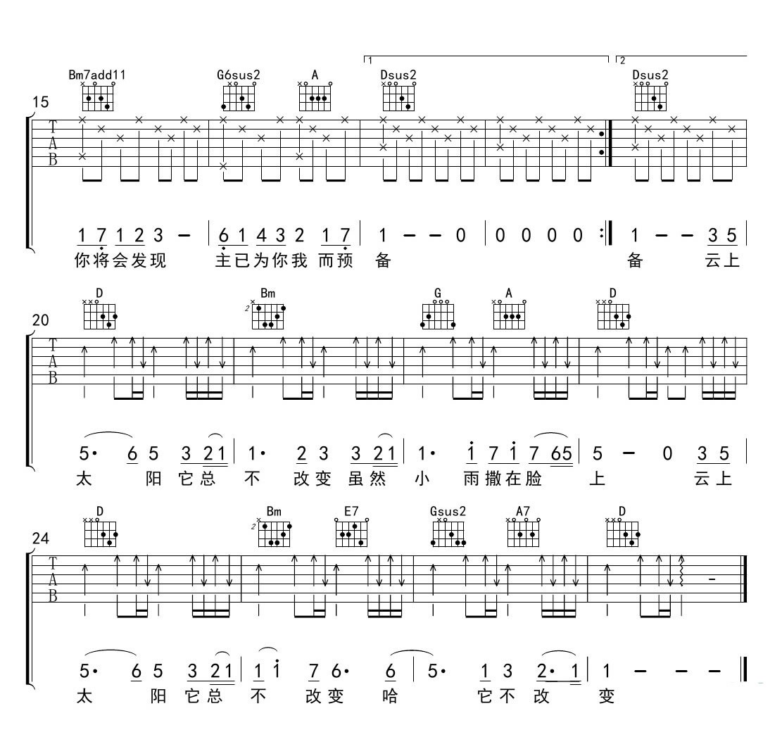 云上太阳吉他谱第(2)页