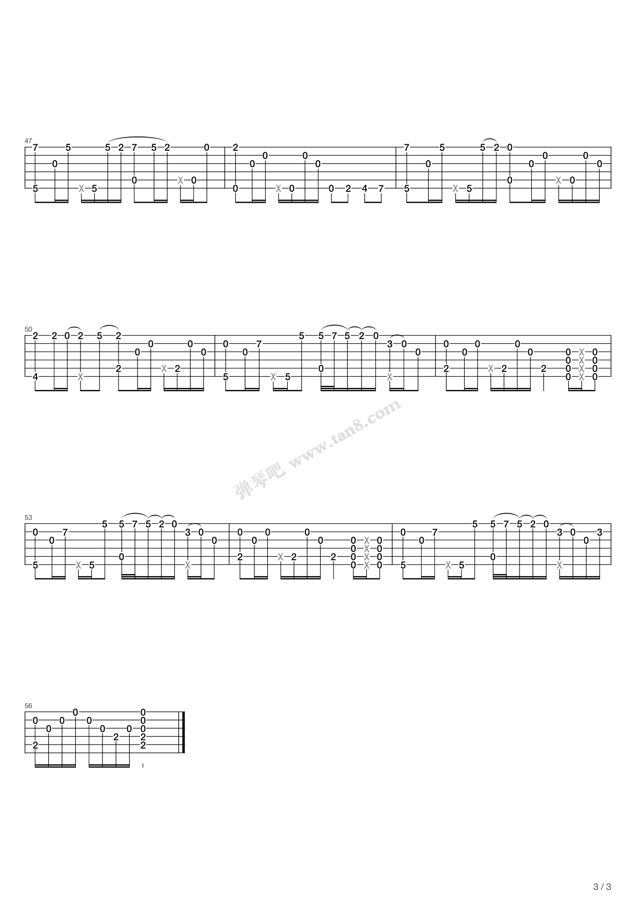 又见枫叶城吉他指弹谱第(3)页