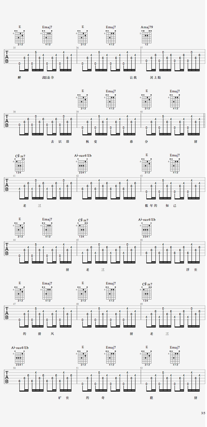 猪老三吉他谱第(3)页
