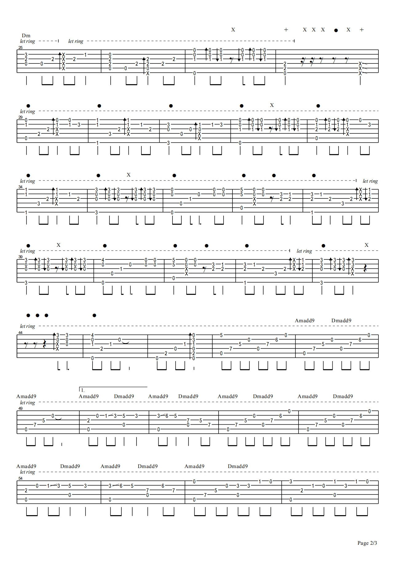 无语问苍天指弹吉他谱第(2)页