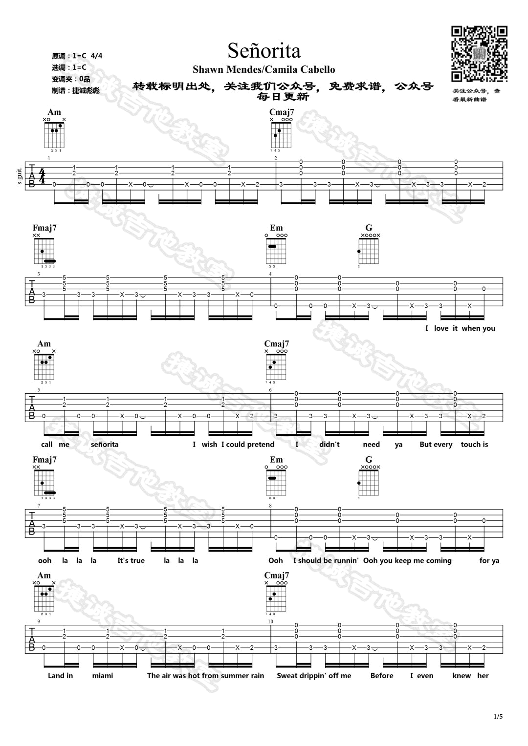 Senorita吉他谱第(1)页