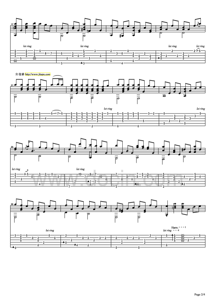 樱花盛开的时候吉他指弹谱第(2)页