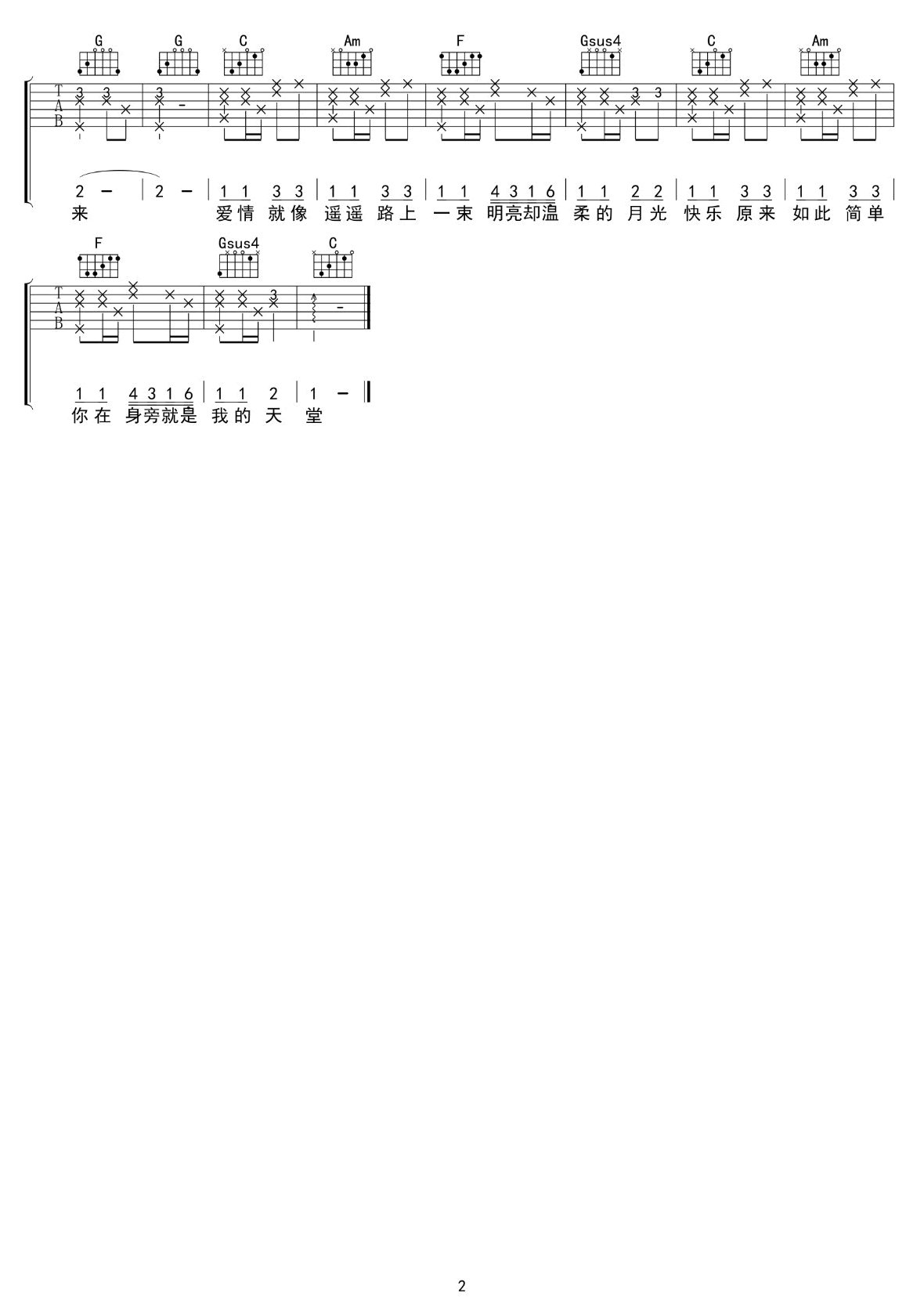 画吉他谱C调第(2)页
