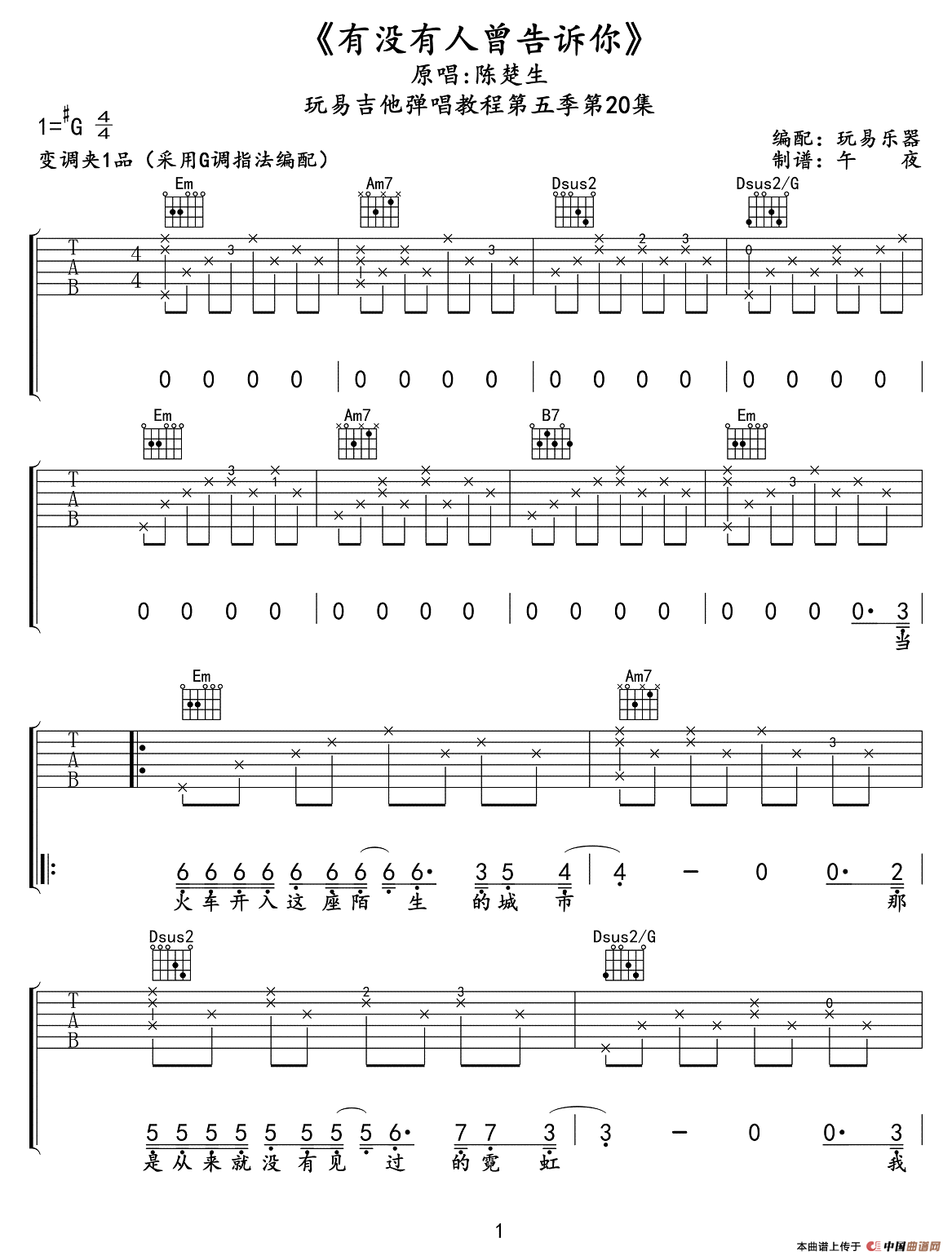有没有人曾告诉你吉他谱第(1)页