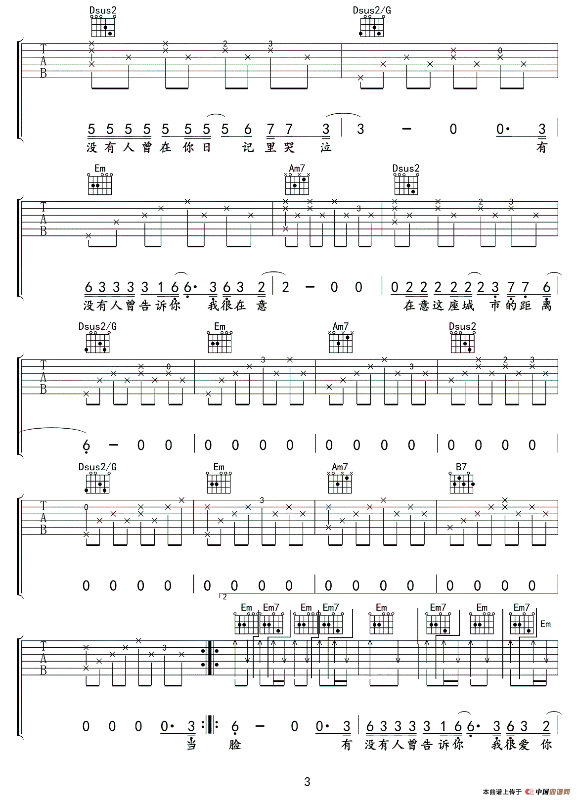 有没有人曾告诉你吉他谱第(3)页
