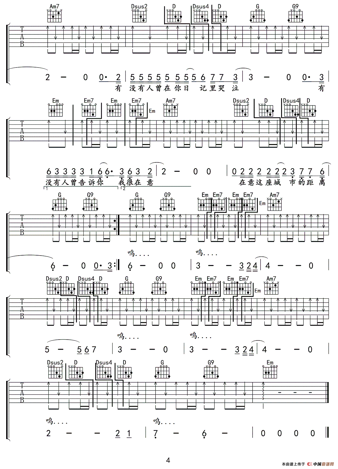 有没有人曾告诉你吉他谱第(4)页