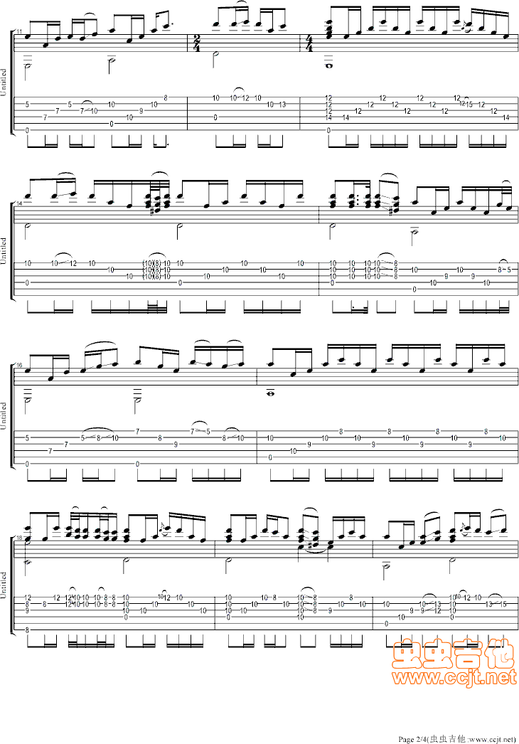 苦恋吉他指弹谱第(2)页