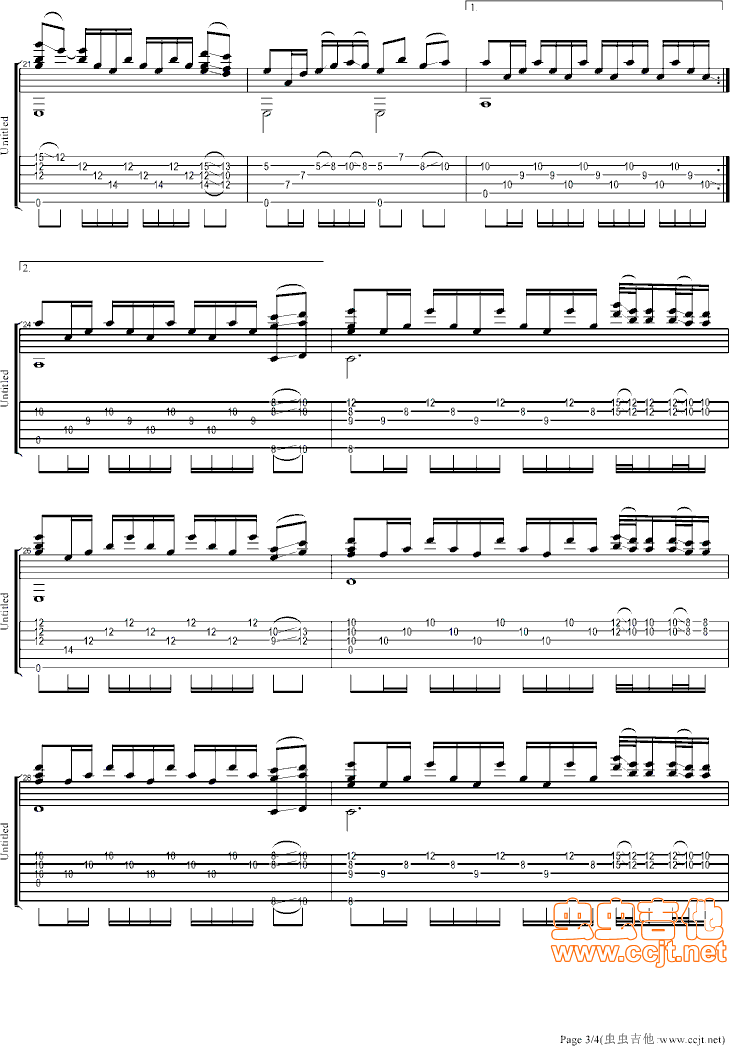 苦恋吉他指弹谱第(3)页