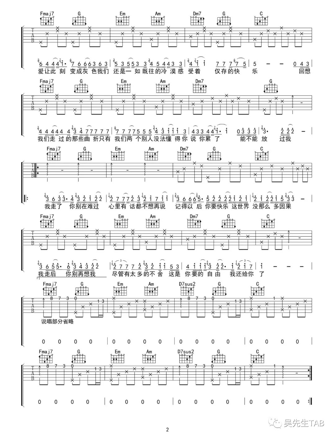 我走后吉他谱第(2)页