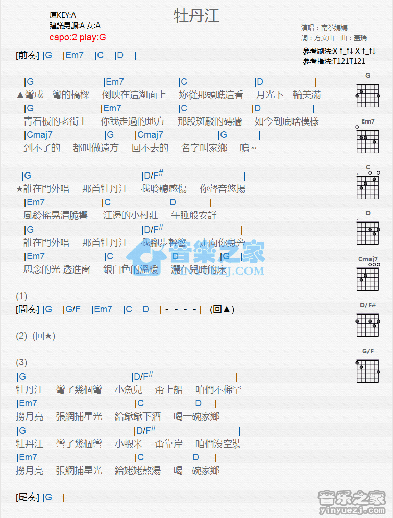 牡丹江吉他谱