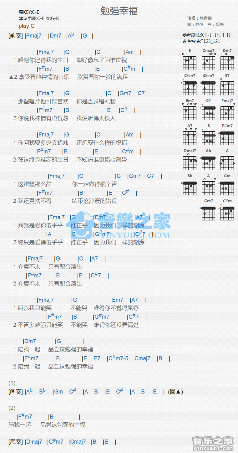 勉强幸福吉他谱