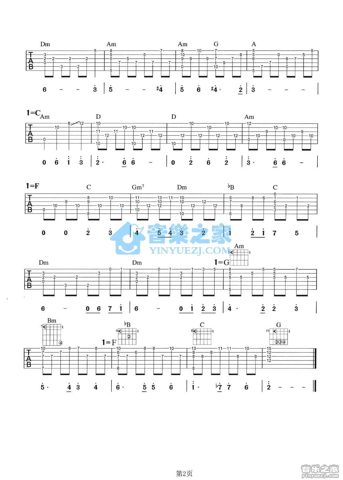 出埃及记吉他指弹谱第(2)页