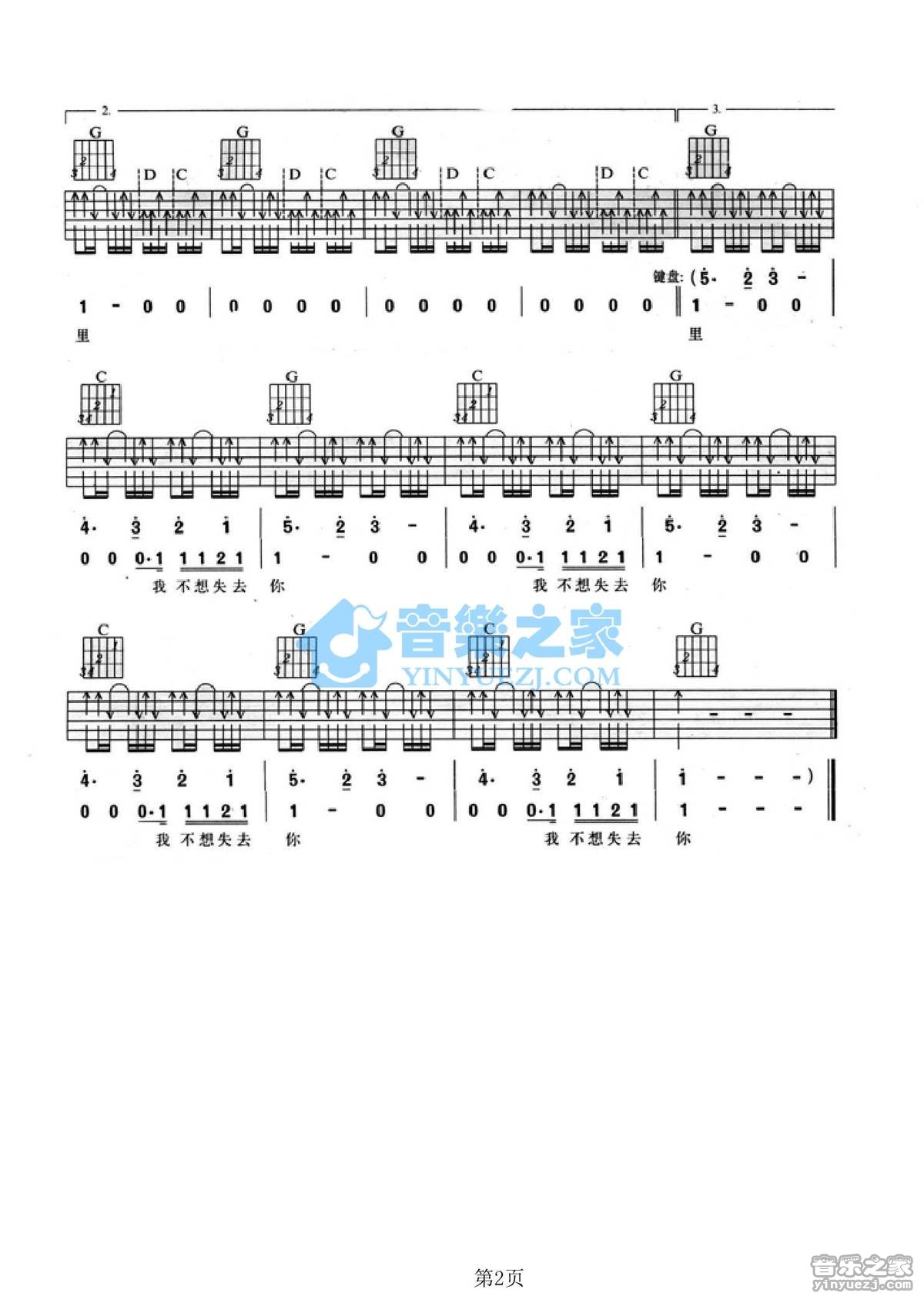 我不想失去你吉他谱第(2)页