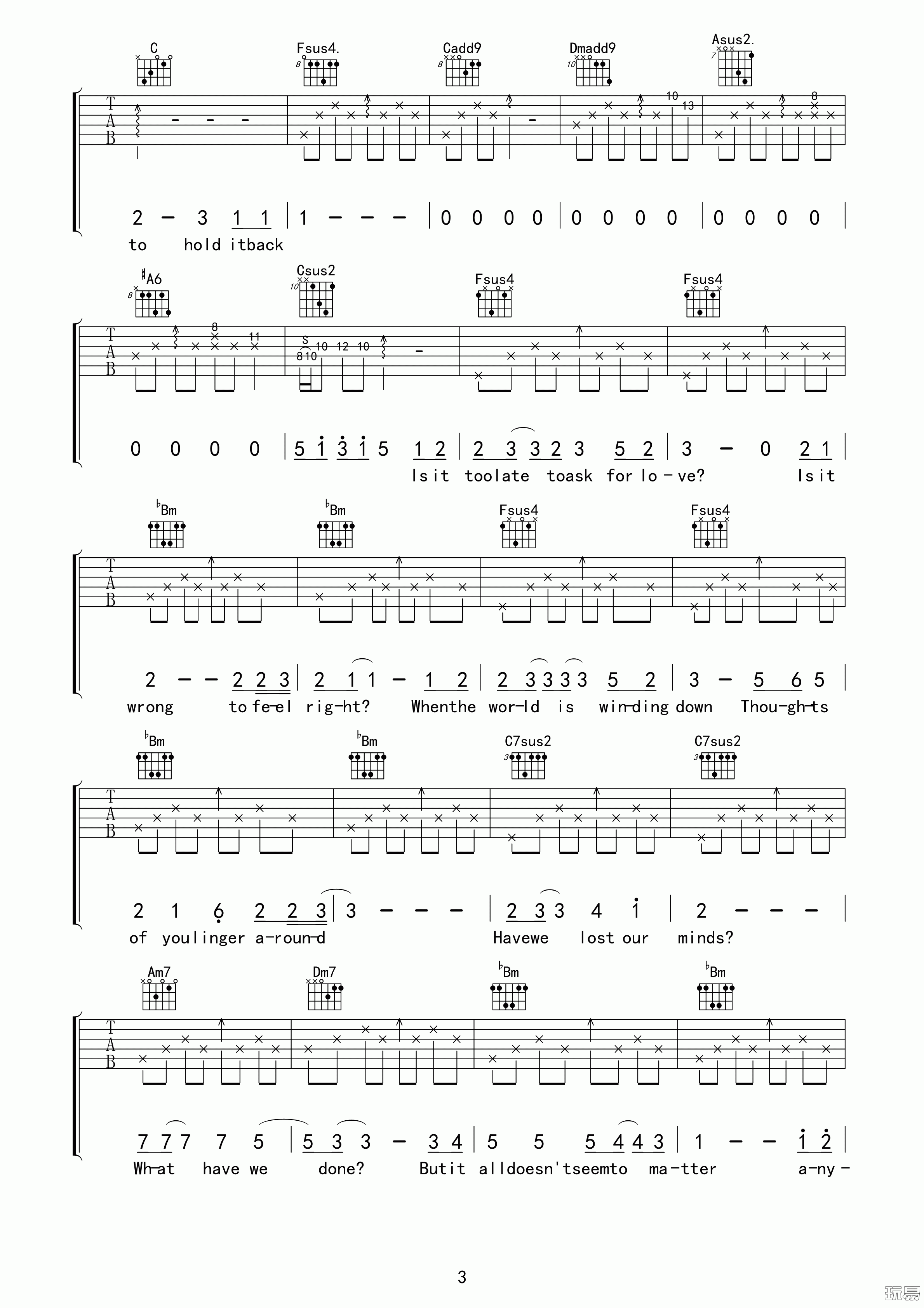 drenched吉他谱第(3)页