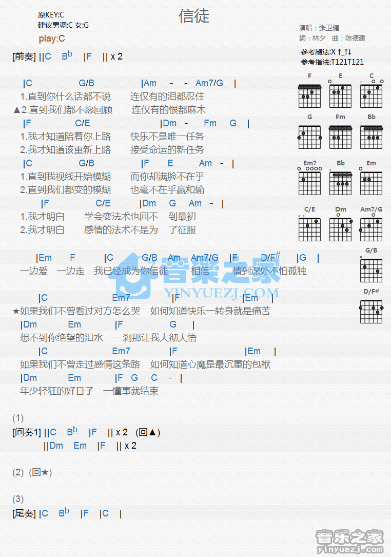 信徒吉他谱