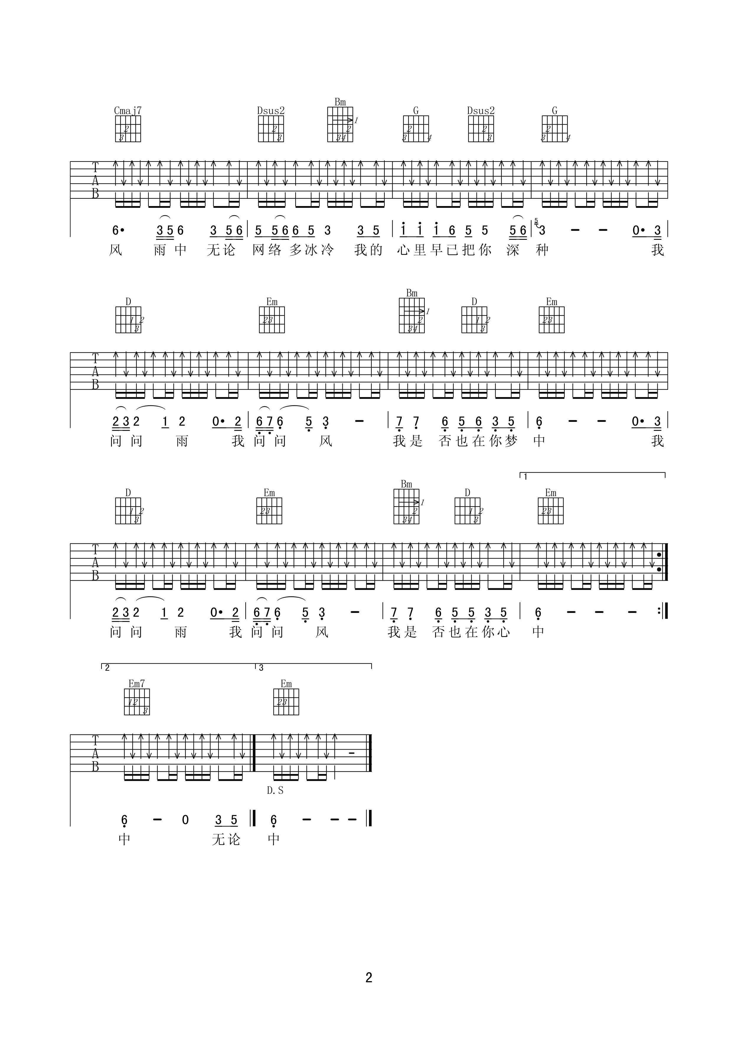 我是否也在你心中吉他谱第(2)页