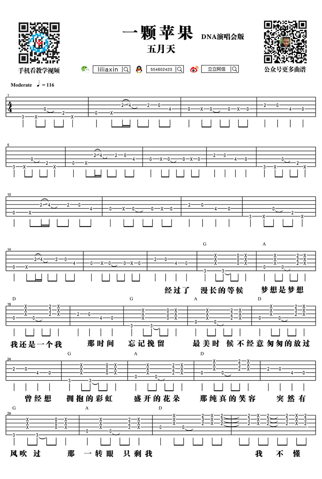 一颗苹果吉他谱第(1)页