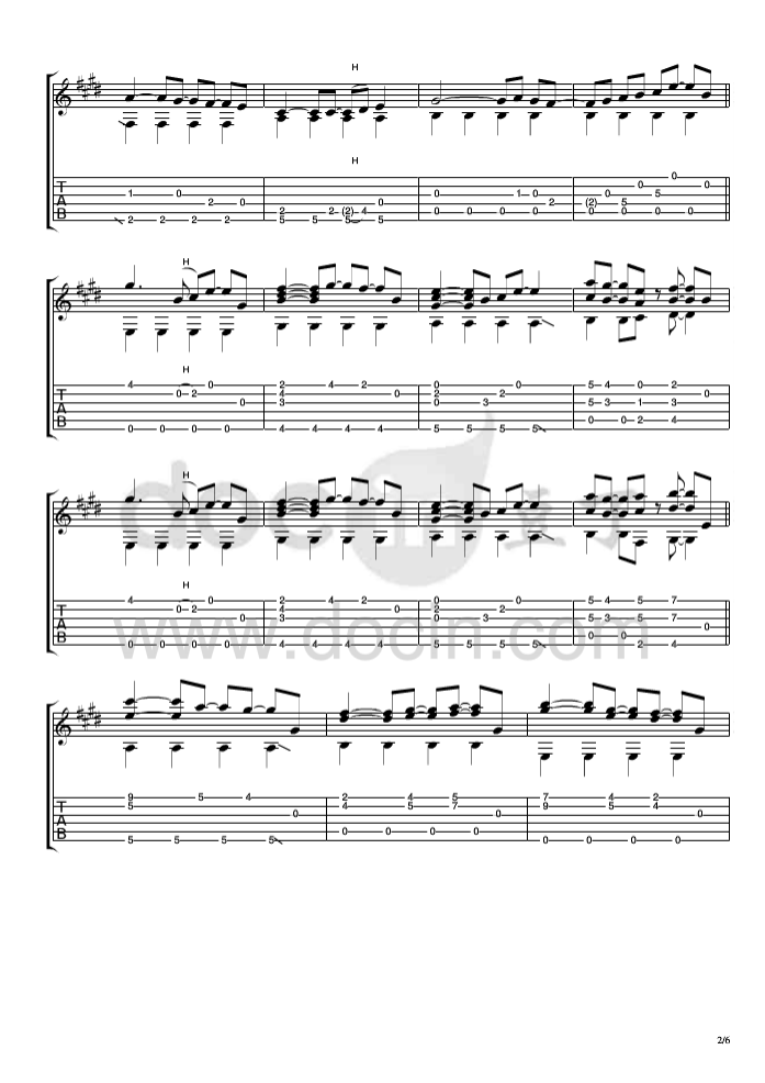 息吹吉他指弹谱第(2)页