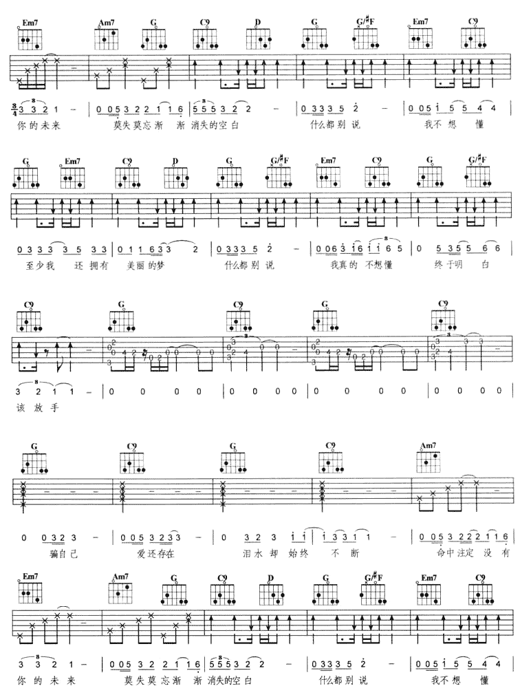终于明白吉他谱第(2)页