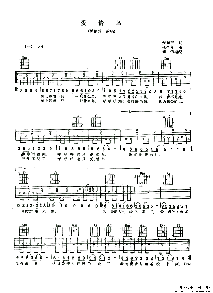 爱情鸟吉他谱