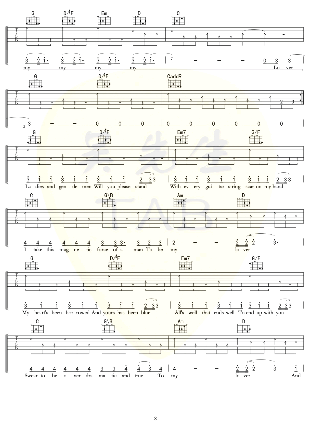 lover吉他谱G调第(3)页