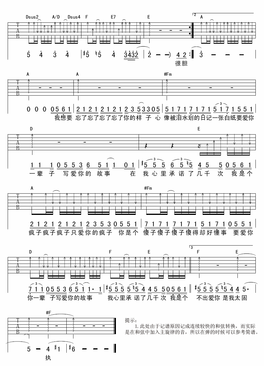 疯人院吉他谱第(3)页