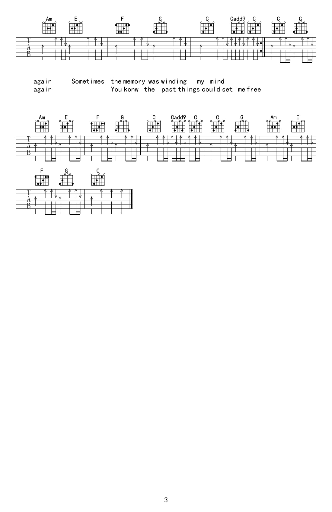 再谈记忆吉他谱第(3)页
