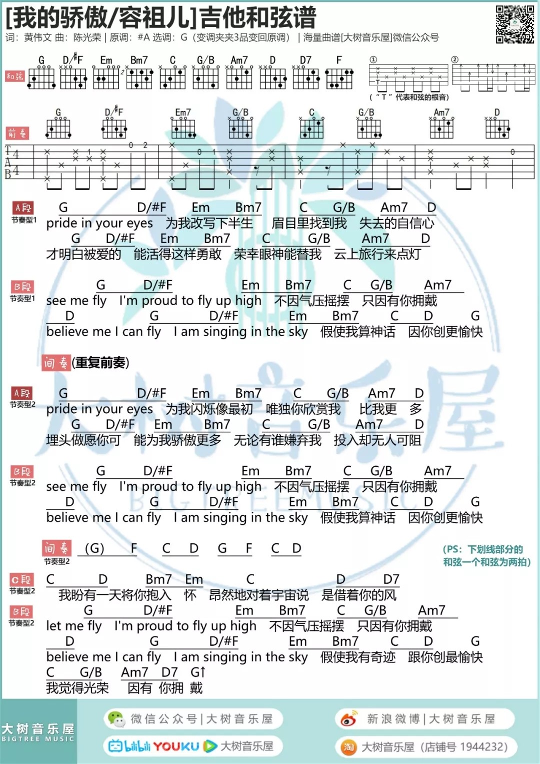 挥着翅膀的女孩吉他谱大树音乐屋第(1)页