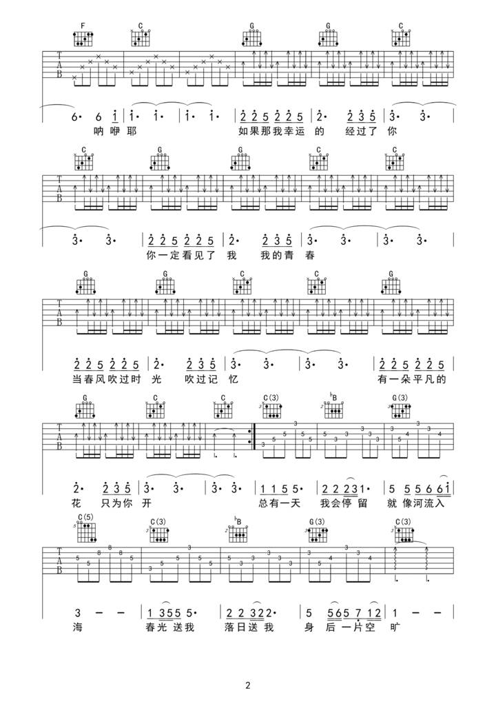 在路上吉他谱第(2)页