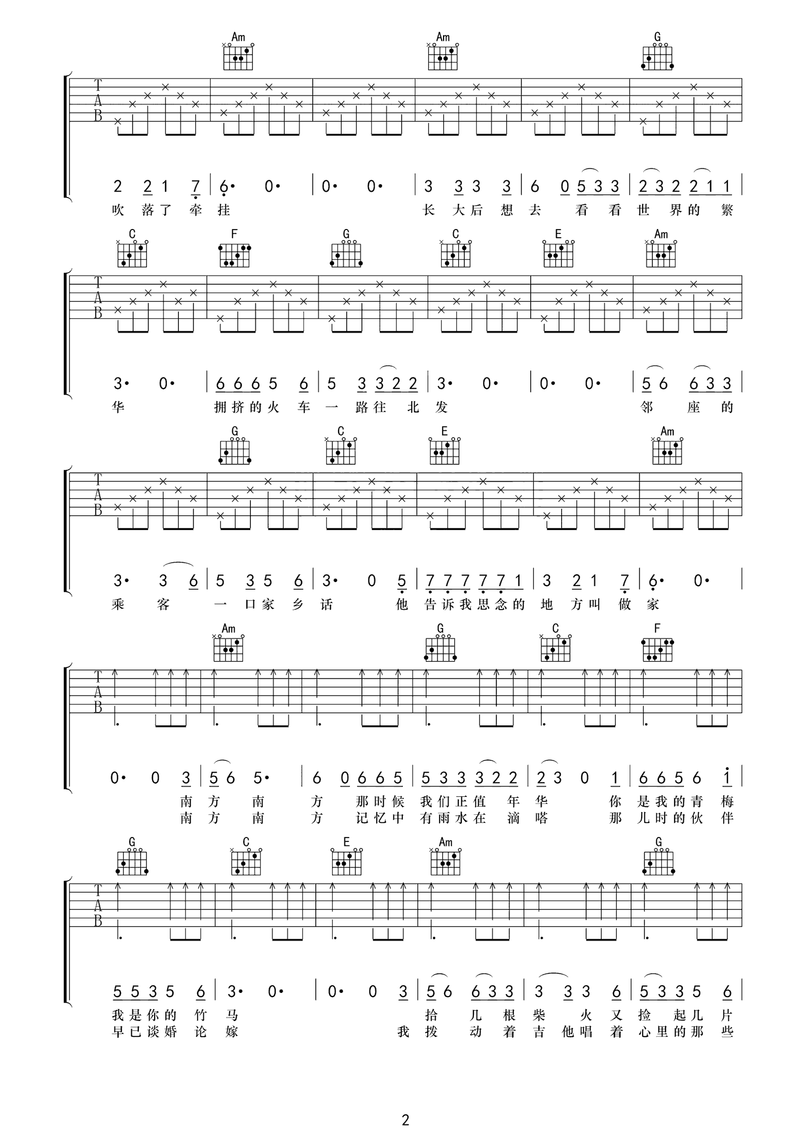 南方南方吉他谱第(2)页