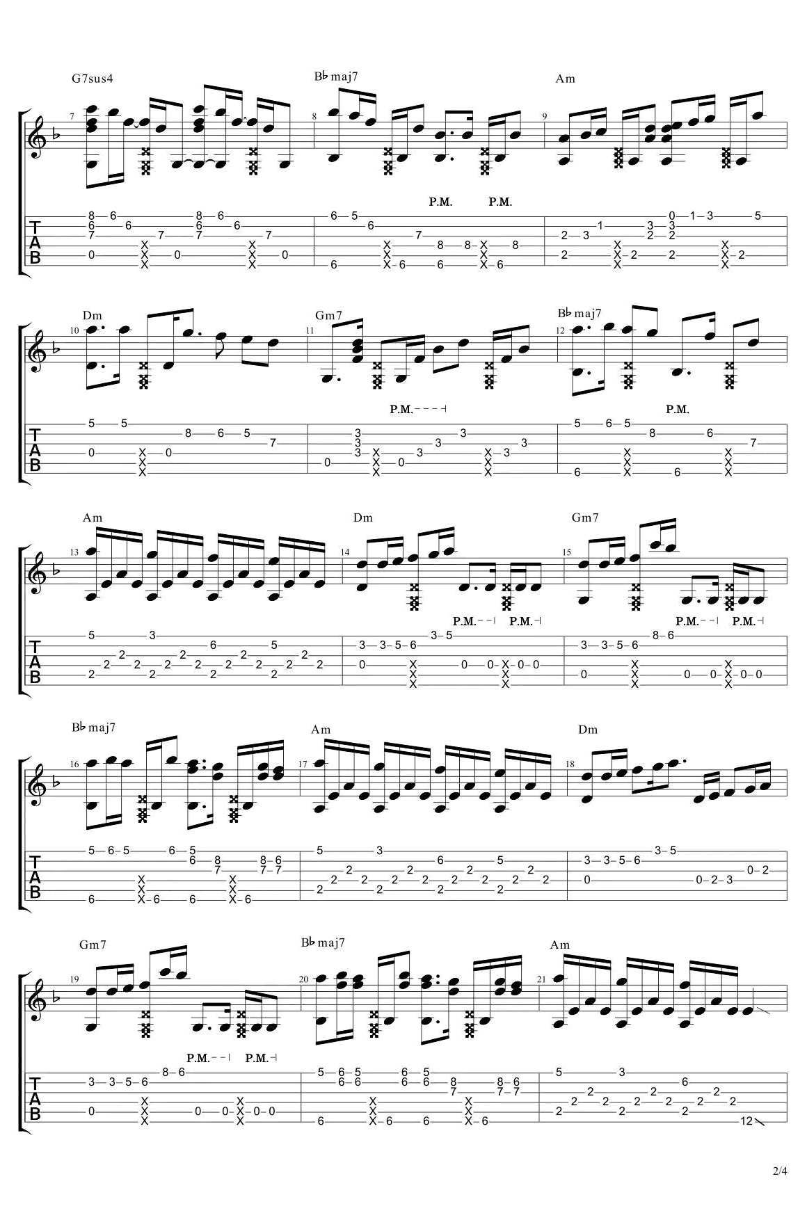 CarelessWhisper指弹吉他谱第(2)页