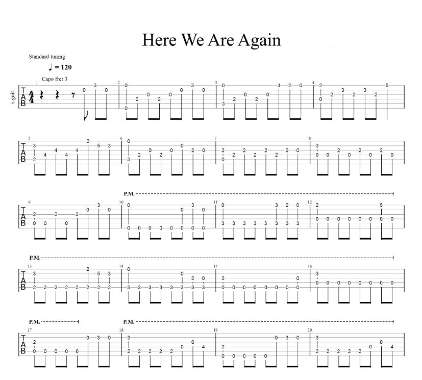 HereWeAreAgain吉他指弹谱第(1)页