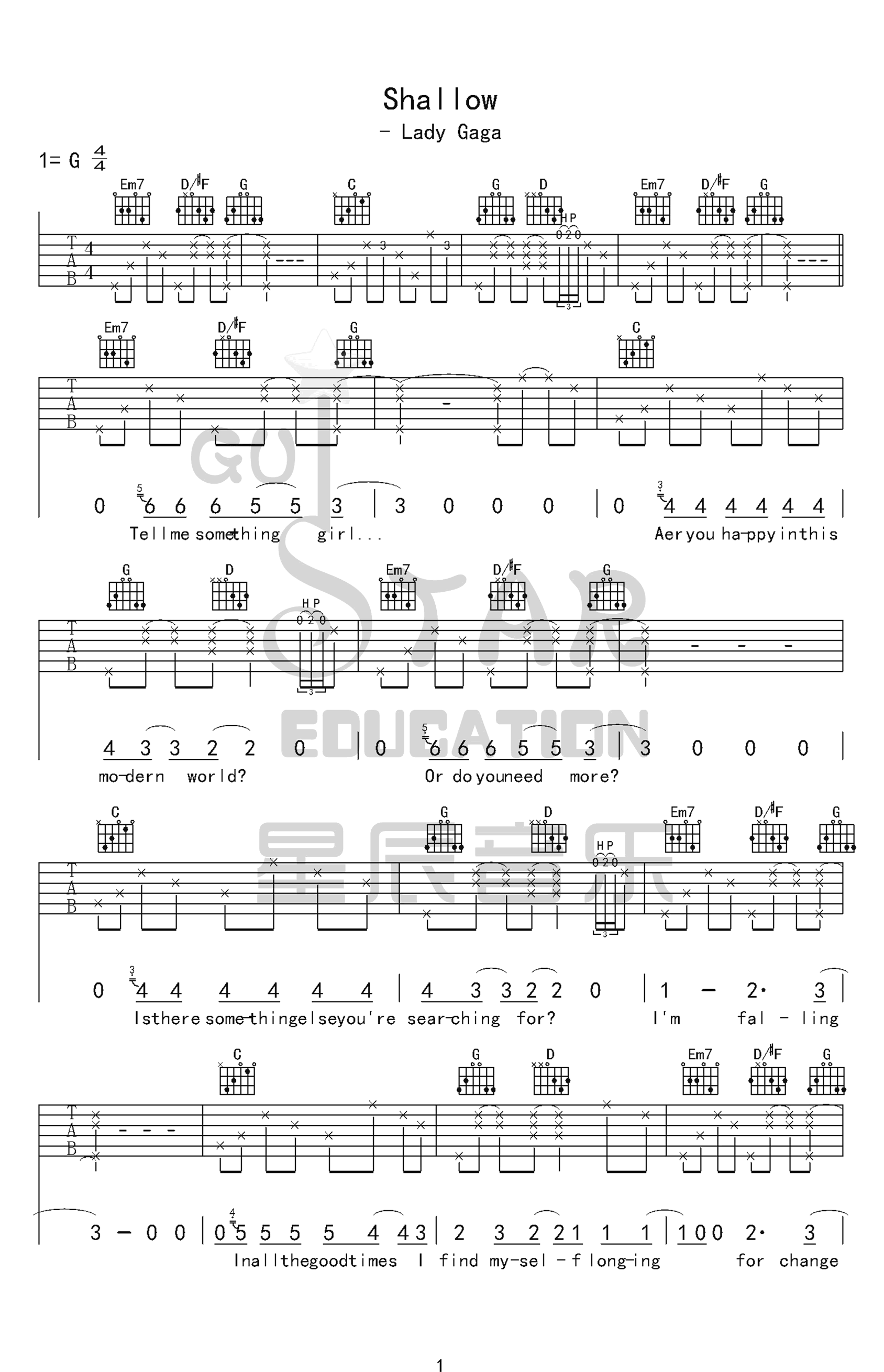 LadyGaga吉他谱第(1)页