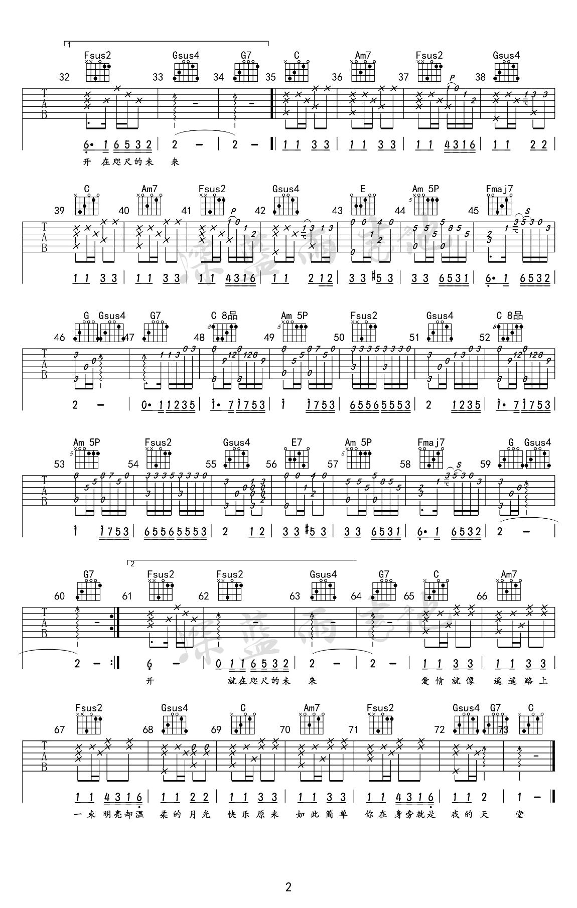 画吉他谱C调教学视频第(2)页