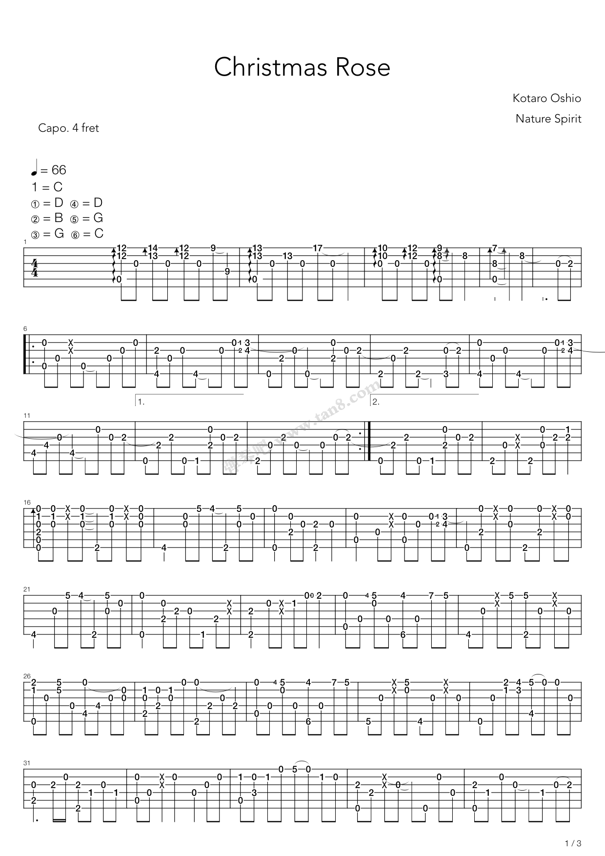 ChristmasRose吉他指弹谱第(1)页