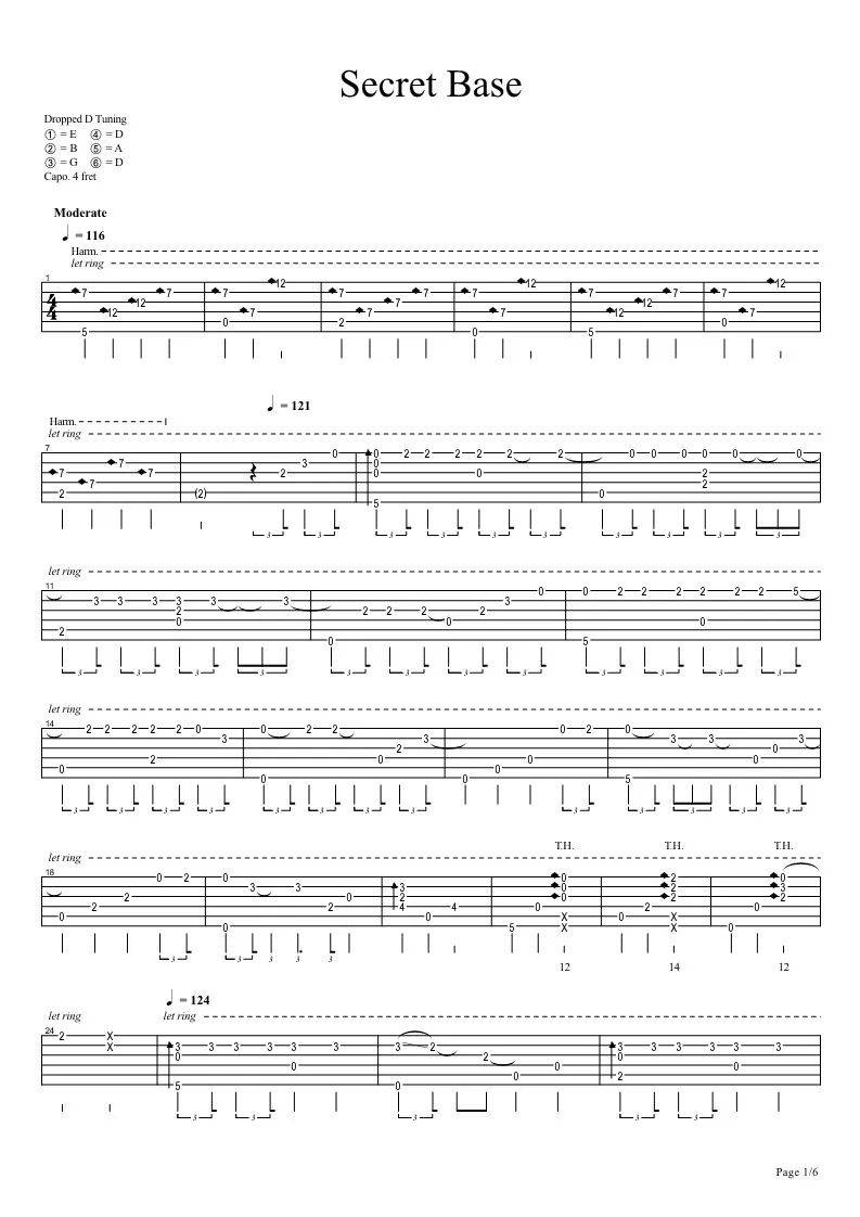 secretbase吉他指弹谱第(1)页