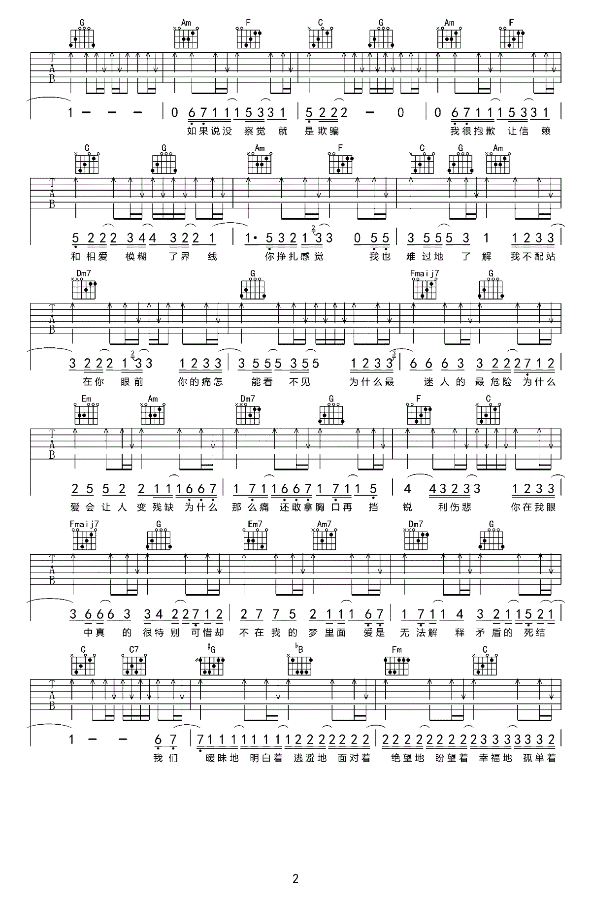 迷人的危险吉他谱抖音热门歌曲第(2)页