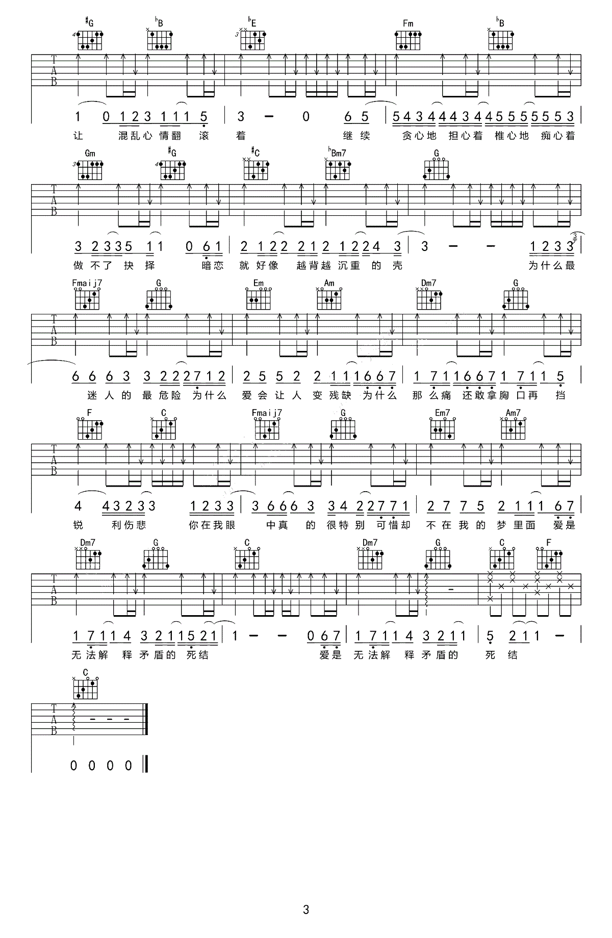 迷人的危险吉他谱抖音热门歌曲第(3)页