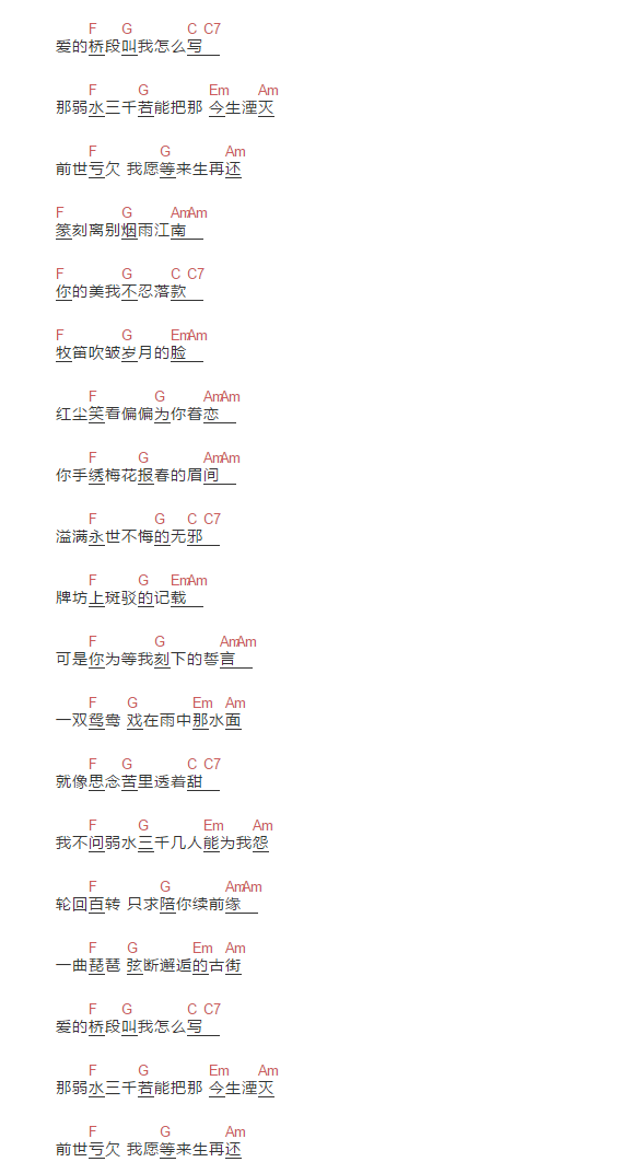 弱水三千吉他谱第(2)页