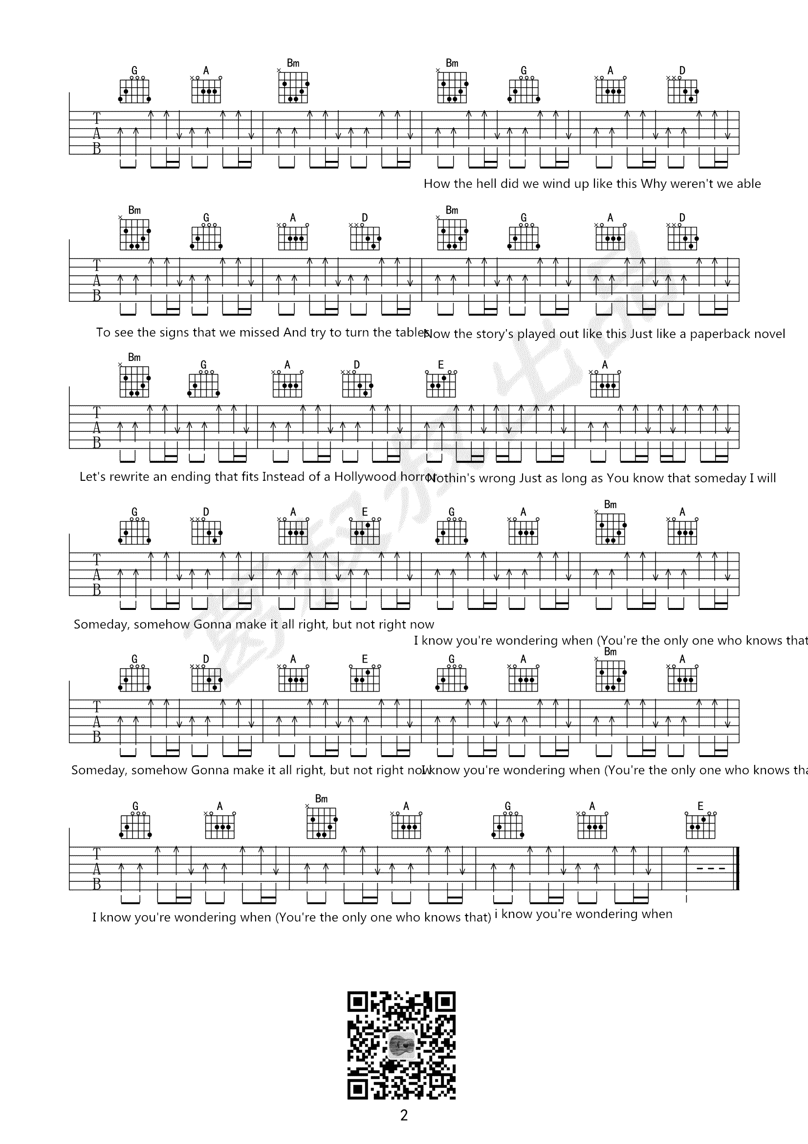 Someday吉他谱B调第(2)页