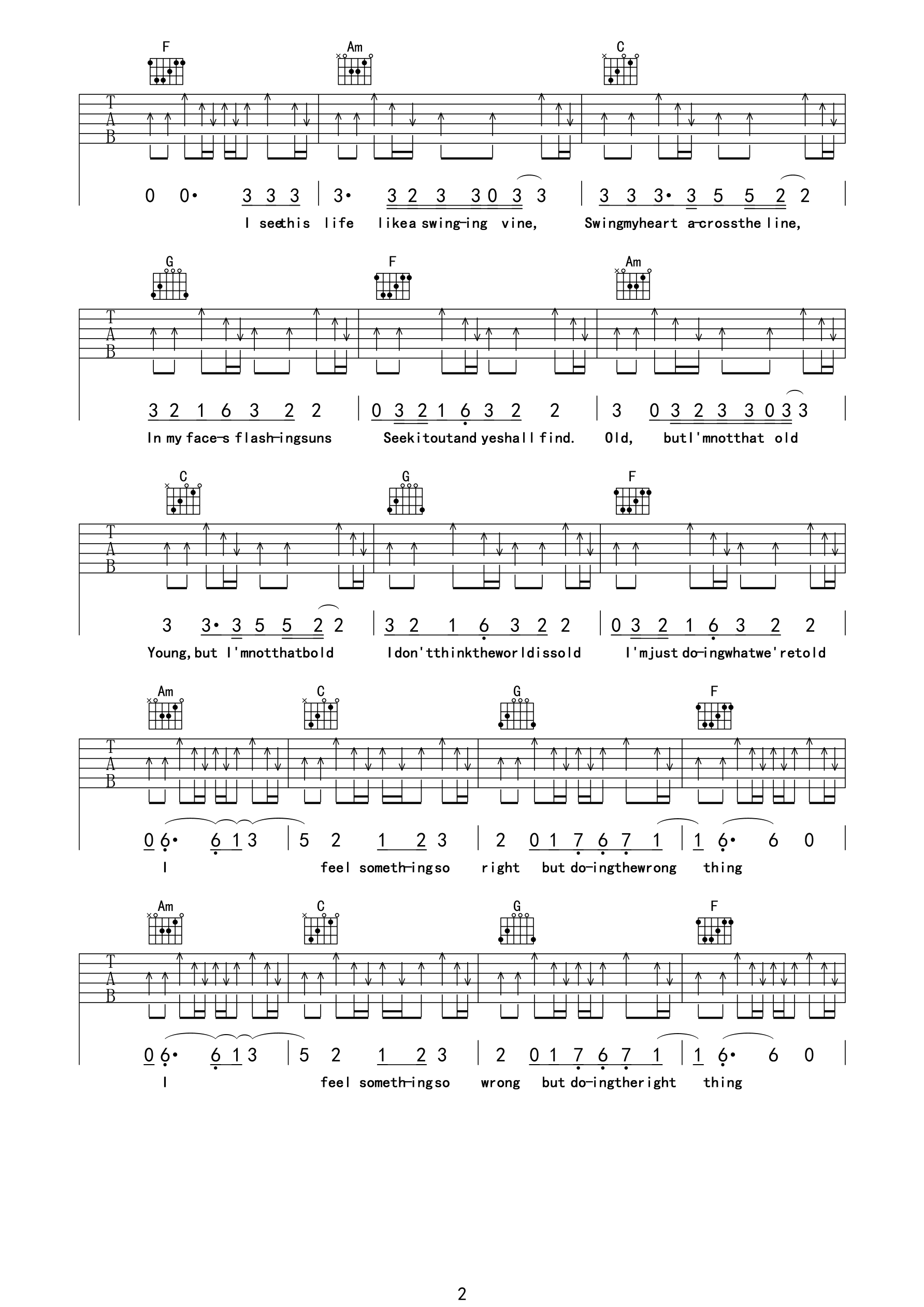 CountingStars吉他谱第(2)页