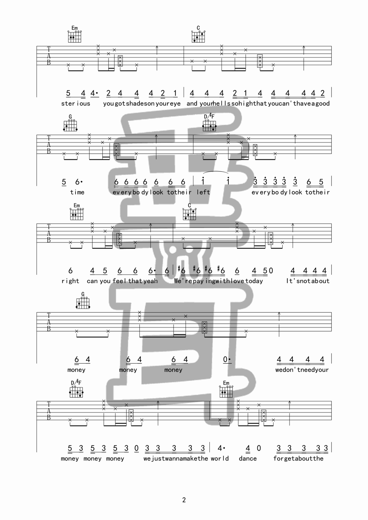 pricetag吉他谱第(2)页