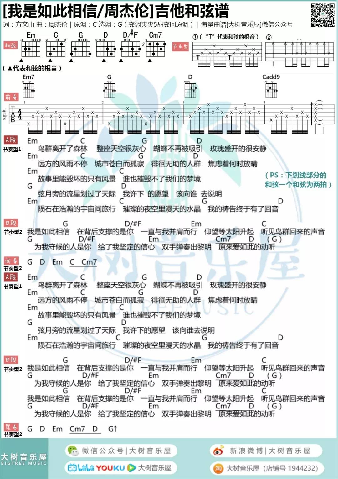 我是如此相信吉他谱大树音乐屋第(1)页